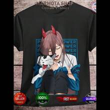 Power Waifu Ecchi Shirt Anime Tee T-Shirt Sexy Makima Kawaii Devil (5) - màu đen - Xem 8