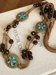 1 chiếc thắt lưng tua rua nhiều lớp phong cách cao bồi miền Tây Bohemian - Phong cách Mỹ Y2K sang trọng cổ điển, được trang trí bằng hạt ngọc lam và tua rua đính hạt, phụ kiện eo thời trang, mộng mơ đậm chất đồng quê, phù hợp cho các lễ hội âm nhạc, kỳ nghỉ, bãi biển và trang phục thường ngày. - Nhiều màu - Xem 16