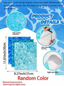 6本海洋主题剪贴簿纸垫，DIY波浪水波纹效果纸（11.8 x 8.3英寸），珠光水波纹效果膜，海浪剪贴簿纸，剪贴簿用品，自粘水波纹模型船 - 彩色 - 查看 3