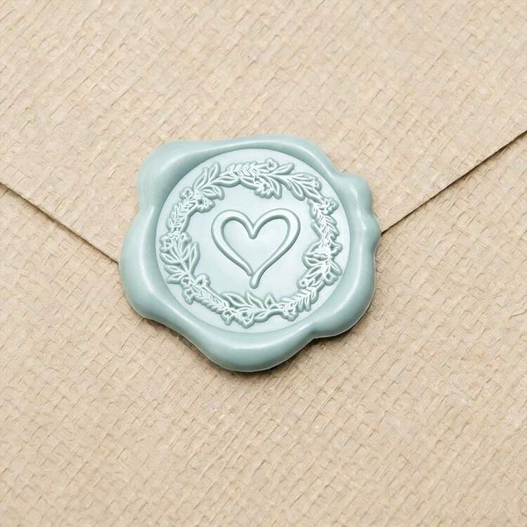 30张深橄榄绿蜡封贴纸，包含3种设计，自粘信封封口印章贴纸，适用于婚礼请柬、席位卡、圣诞礼物包装等。 - 3款/包款(青色) - 查看 6