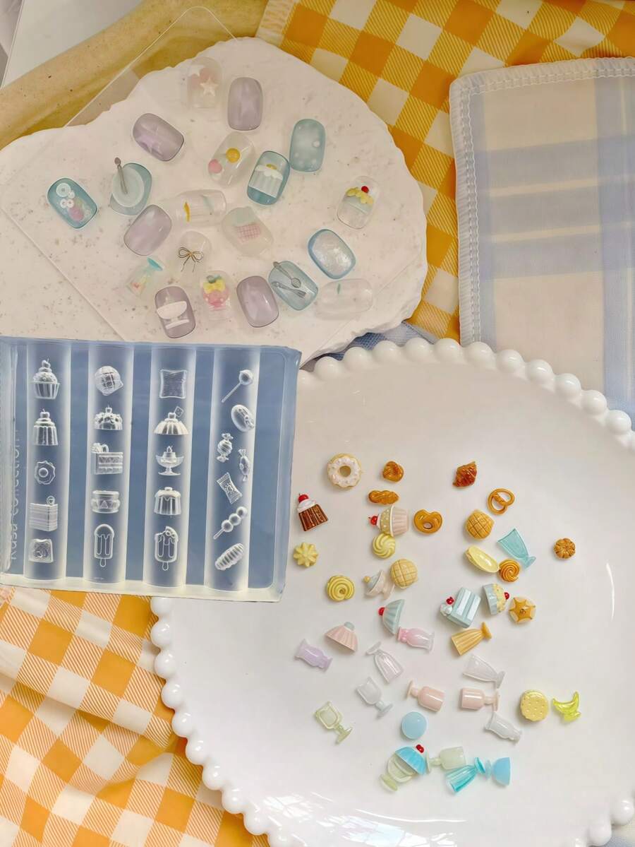 Cute Cartoon Nail Art Molds, Cake, Bread, Dessert, Cup Nail Art Molds, Food Toy Series - Clear - View 1
