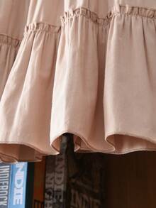 bearleader Đầm bé gái tay ngắn thêu hoa, màu trơn, kiểu vintage phối nhiều mảnh, phù hợp cho bé từ 3-7 tuổi. - Màu Khaki - Xem 8