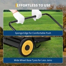LIZHOUMIL Heavy-Duty Manual Lawn Sweeper - 26" Cleaning Width, Adjustable Height Leaf & Grass Collector With 7 Cubic Feet Hopper Bag, 4-Brush Efficient Debris Sweeper For Backyard Maintenance - Black + Yellow Wheels - View 7