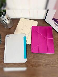 Minimalist Versatile Laser High-Transparency 3-Fold Flat Tablet Protective Case Suitable Compatible With Apple Mini 6/7, Tab S9/S10, Pad 7/7 Pro And Other Tablets - Silver - View 6