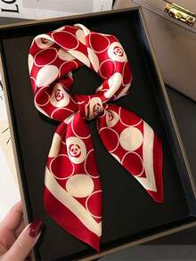 1pc Simple Printed 70cm Square Scarf, New Spring Bandana For Women, Versatile Waist Belt, Headband, Headwrap, Fashion Neckerchief - Multicolor - View 4