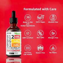 (2 Pack) Vitamin B12 And B6 Liquid Drops, B12 Sublingual Vitamin B Complex - B 12 Vitamin 5000mcg - B12 Methylcobalamin For Energy, Brain, And Heart Support With 27,200 Mcg, Raspberry, 80 Servings - Gói 2 - Xem 9