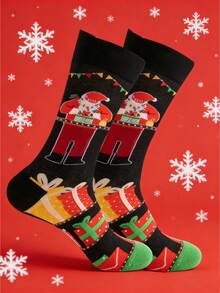 1 Pair Unisex Christmas Themed Casual Sports Socks, Versatile For Couples - Multicolor - View 4