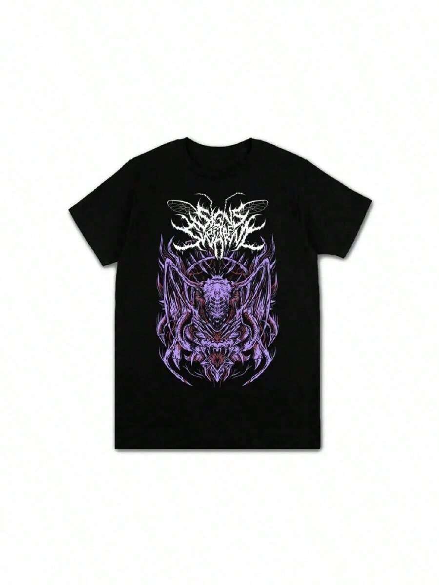 Vintage Deathcore Rock Band T ShirtSigns Of The Swarm Graphic Print Short Sleeve Fashion Casual Streetwear Men EU Size T Shirt - 黑色 - 查看 1