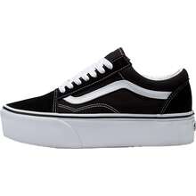 Vans  Women's Old Skool Stackform Shoes - 絨面革/帆布 黑色/純白色 - 查看 1