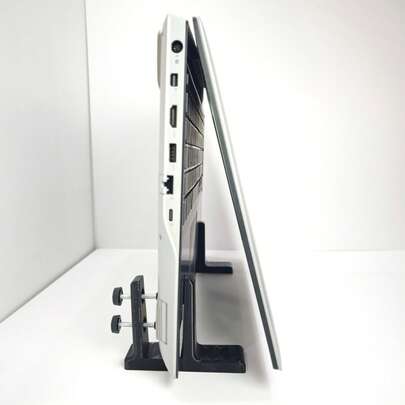 垂直笔记本电脑支架，可调节，2 件装，可拆卸笔记本电脑支架，带防滑垫，节省空间的桌面支架，带通风设计，适用于游戏笔记本电脑，兼容 MacBook、戴尔、惠普以及所有厚度不超过 1.7 英寸的笔记本电脑。