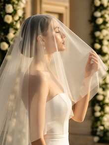 1 chiếc khăn voan cô dâu hai lớp tối giản dài 3 mét, chất liệu voan mềm mại, mỏng nhẹ, phù hợp với váy cưới nữ, đám cưới kiểu nhà thờ. - Nhiều màu - Xem 4