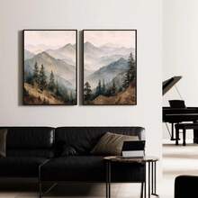 Bộ 1/2 tranh không khung phong cảnh núi rừng Sunet, thiên nhiên Bắc Âu, tranh canvas phong cảnh mộc mạc Cottagecore, tranh trang trí nhà nông thôn tối giản, phù hợp cho căn hộ, phòng khách, phòng ngủ, trang trí nhà hiện đại. - A - Xem 3