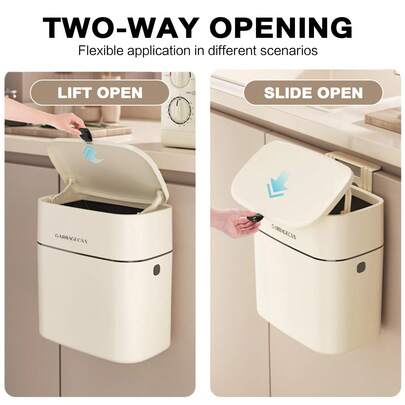 1pc White Wall-Mounted Trash Can With Odor-Proof Function - Space Saving, No Power Needed, Suitable For Bathroom, Bedroom, Office And Dorm, Recommended Ramadan & Eid Al-Fitr Gift, Random Color