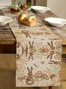1条复活节兔子图案桌旗，复活节彩蛋图案家居装饰桌旗，复活节家居装饰，1条桌旗，4个餐垫，1个枕套，3种产品可选，家居装饰室内/室外派对用品，房间装饰。适用于复活节家居厨房装饰和活动派对装饰。 - 彩色 - 查看 13