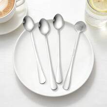 8-Piece Stainless Steel Long Handle Spoon Set - Ice Tea, Coffee, Ice Cream Stirring Spoons, Kitchen Flatware Set - - - View 3