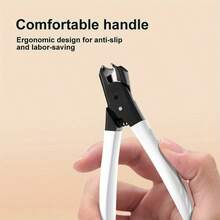 J·FOCUS 1pc Professional Nail Clipper, Suitable For Hand And Foot Care, Manicure Cuticle Trimmer, Ingrown Nail Nipper, Stainless Steel Nail Care Tool With Ergonomic Handle Design To Solve Hard Nail And Ingrown Nail Issues - White - View 4
