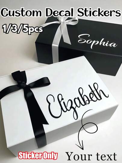 Custom Text Stickers|Personalized Customizable Word Letter Stickers,1/3/5Pcs Custom Text Decals,Personalized Name Word Stickers For Wedding Party Birthday Graduation Xmas Holiday Decor