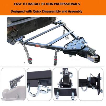 Barra de remolque ajustable de alta resistencia - Capacidad de remolque de 5000 lb - Montaje en parachoques global - 2 cadenas de  - Compatible con enganches de bola de 2 pulgadas - Compatibl