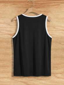 Áo tank top nam màu đen họa tiết hoa hồng, thích hợp mặc đi làm. - màu đen - Xem 4