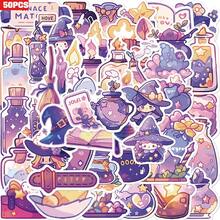 50 piezas Pegatinas de dibujos animados de pociones mágicas de color púrpura gótico, adecuadas para scrapbooking, diarios, portátiles, botellas de agua, coches, diseños basados en la fe con mensajes positivos, gran regalo - Multicolor - Ver 11