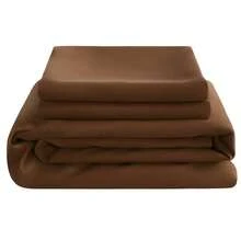 3pcs Solid Color Fitted Sheet Set  With 1pc Fitted Sheet+2pcs Pillow Case Without Filler, Modern Soft Bedding Set For Household Sheet Deep Pocket Up To 15 Inch - 咖啡棕 - 查看 5