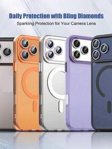 3片装橙色钻石镜头膜，镜头保护环/盒，钢化玻璃[防刮]，金属单环摄像头屏幕镜头保护盖，适用于 17/17 Pro/17 Pro Max全系列 - 橘色 - 查看 7