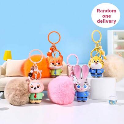 Miniso Disney Zootopia Judy/Nick Series Blind Box Keychain - Other Characters Cute Shape + Ball Accessory Dual-Use Key/Bag Charm Toy Blind Box(1 PC Random Delivery)
