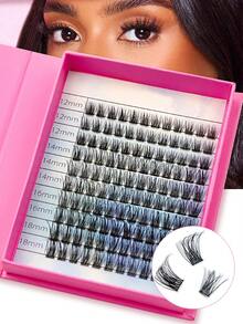 Waloshow 120/130/192/198pcs 12-18mm D Curl Long Individual Eyelash Extensions Mixed Tray, Faux Mink Lash Clusters For DIY Lash Extension At Home - Blue - View 8