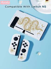 Ayotu Snake Skin Floral & Star Pattern Switch Protective Case, Suitable For New Switch 2 (2025)/Switch NS/Switch OLED, Can Be Used On Docking Station Without Removing, Universal Game Controller Protective Cover, Switch Gaming Accessories, Anti-Fall And Scratch, Romantic For Autumn/Winter, Back To School, Christmas, Valentine's Day Gift - Multicolor - View 15