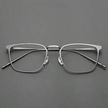 超轻纯钛合金男士眼镜框，可配镜片，大脸一体式金属钛合金镜框，大眼睛眼镜 - 槍色 - 查看 8