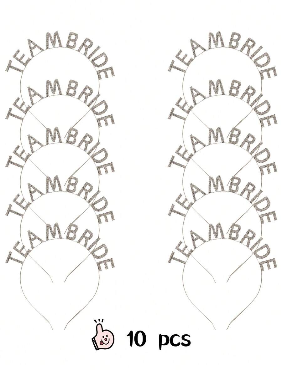 1pc/10pcs Bridal Party English Letter Alloy Shiny Rhinestone Wedding Hair Accessories - Silver - View 1
