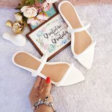 Women's Flat Sandal With Leaf Toe, Pink, Gold, Silver, Leopard Print, Delicate, Comfortable, Summer - White - View 1