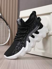 Sepatu Lari Outdoor High-Top Baru, Modis, Serbaguna, Sepatu Olahraga Kasual Pasangan, Tersedia Ukuran Besar - Hitam dan putih - View 3