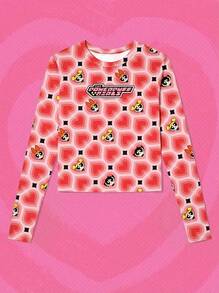 Whysmera SHEIN X Powerpuff Girls Women's Cute Multi-Color Print Top - Comfortable & Adorable Casual Style, Suitable For Everyday Wear - Multicolor - View 1