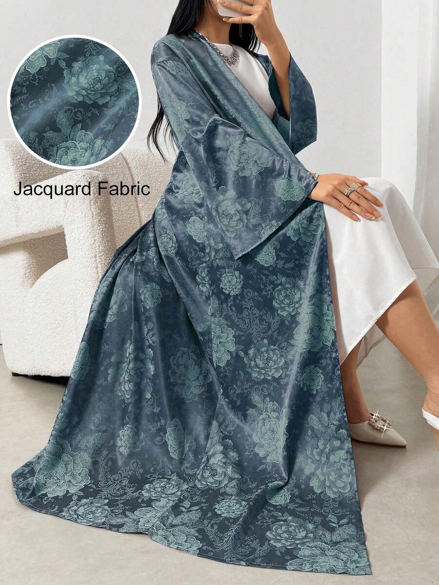 Women's Elegant Floral Print Arabic Abaya - Multicolor - View 1