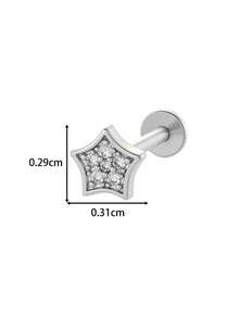 Toppiercing 1件极简主义不锈钢内螺纹星形唇钉，时尚耳软骨穿孔饰品 - 彩色 - 查看 3