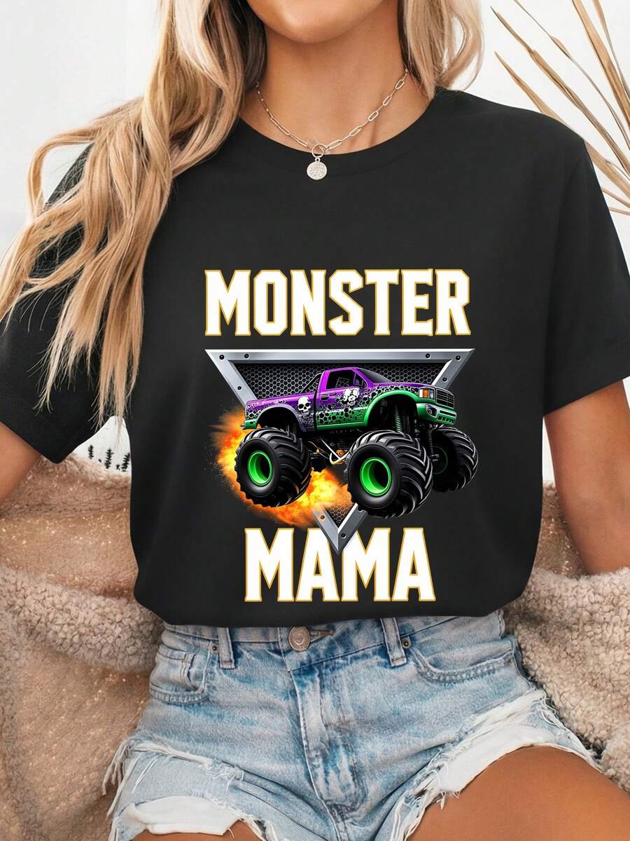 Sudadera para mujeres amantes de los camiones monstruo - Camión monstruo, mamá, camión monstruo son mi mermelada - Negro 1 - Ver 1