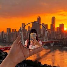 1个反光旅行假日自拍圣诞节团体照手持广角镜，迷你圆形缩小镜，摄影配件 - 1PC - 查看 7