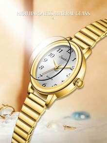 LIGE Fashion Ladies Casual Watch Waterproof Pointer Quartz Watch Elegant Business Watch - Gold - View 8