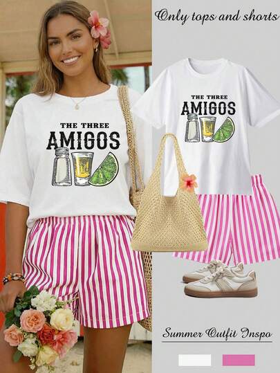 Summer Beach Casual Fruit Drink Letter Print Women Short Sleeve Shorts 2pcs Set Retro Sports Chinese New Year Horse Pattern T-Shirt Oriental Aesthetic Streetwear 2026 Milan Inspired Graphic T-Shirt St. Patrick's Day Lucky Short Sleeve T-Shirt Abstract Easter Bunny T-Shirt St. Patrick's Day Shirt - Fun Irish Green Party Top 2026 Back To School Outfit, Campus Style Inspiration, Back To School Essentials, First Day Of School Outfit, 2026 Back To School Outfit