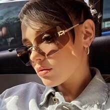 New Fashion Y2K Frameless Glasses, Retro Metal Eyeglasses - Multicolor - View 8