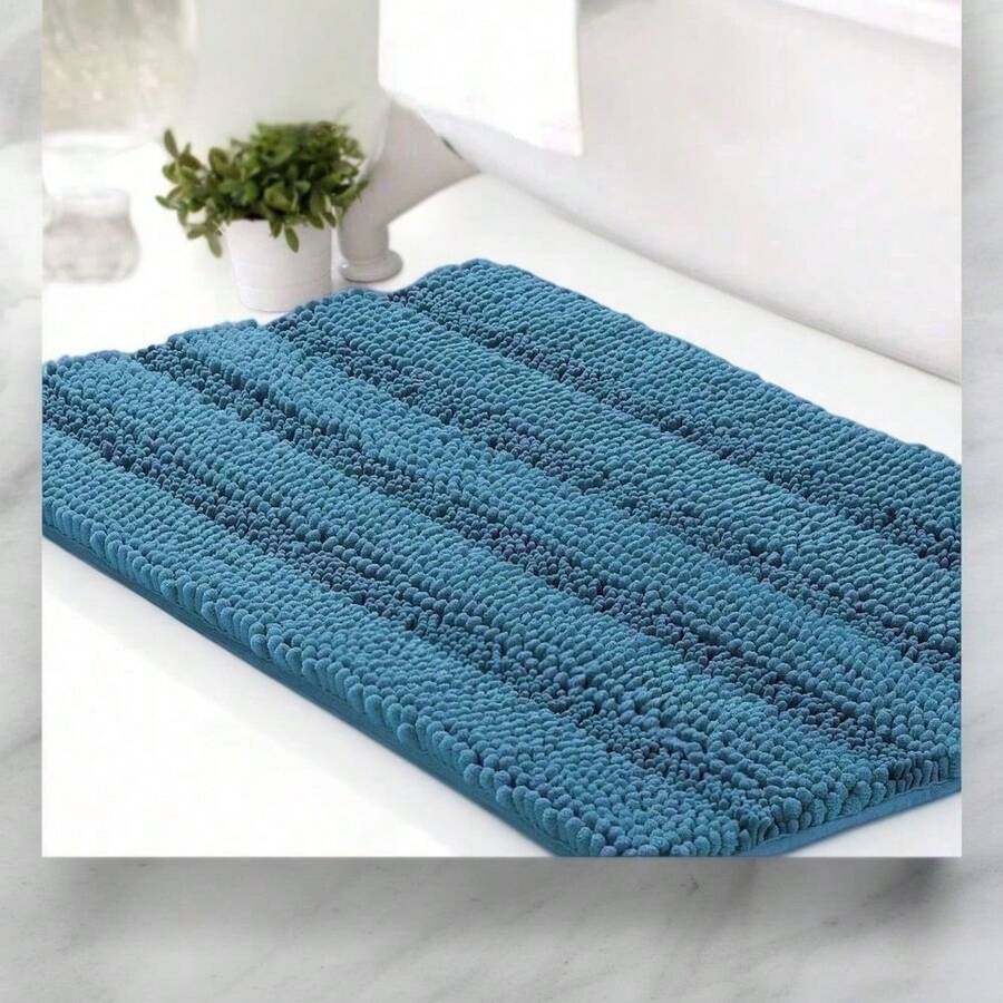Durable Turquoise Microfiber Bath Mat, 20 By 32 Inches, Non-Slip Feature For Enhanced Safety - Multicolor - View 1