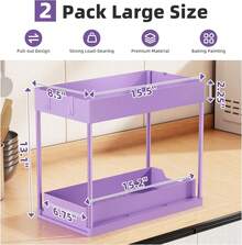 Euuztu Under Sink Organizer 2 Pack, Sink Pull-Out Sliding Storage Cabinet, 2-Tier Under Shelf Organizer Kitchen Bathroom, Purple - 紫色 - 查看 2