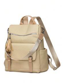 2026 New Korean Retro Women Backpack, Fashionable Soft Leather Fringe Multi-Function Travel Bag - A - View 4