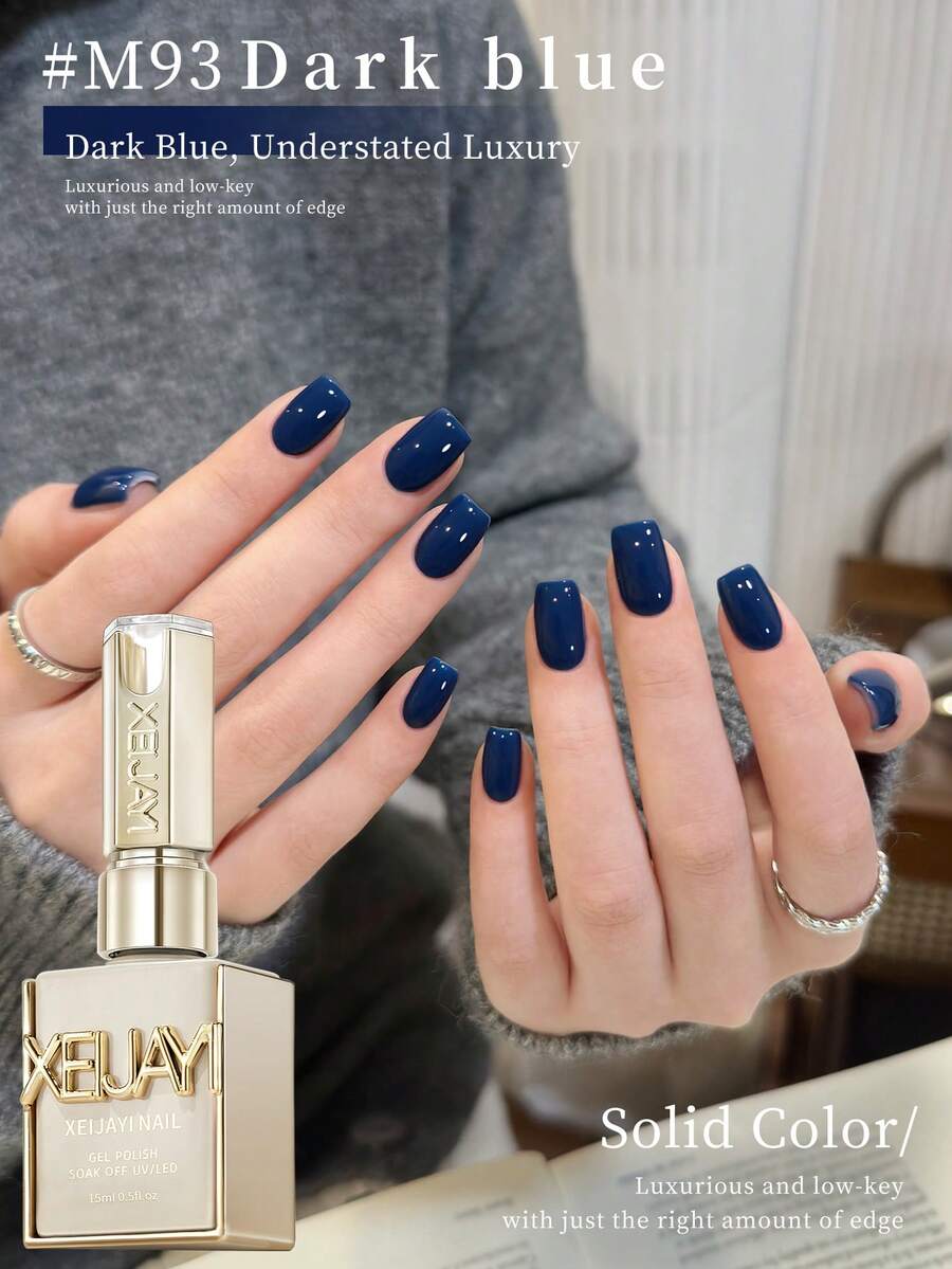 XEIJAYI 1 Bottle 15ml Navy Blue UV LED Nail Polish, Holiday DIY Manicure Design