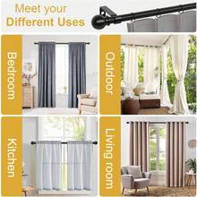 1 Set - Curtain Rod Fits Windows 33-149 Inches, 5/8 Inch Decorative Curtain Rod Set, Matte Black Splice Single Window Curtain Rod With , For Bathroom, Bedroom, Living Room, Outdoor Patio, Kitchen, Small Curtain Rod - 16mm Diameter Spherical Decorative Head - View 12