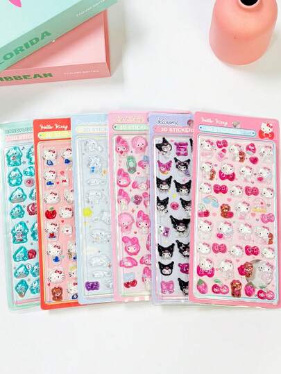 可爱卡通彩虹浮雕贴纸，3D水晶彩虹浮雕效果装饰贴纸，趣味十足的3D贴纸，萌宠动物贴纸