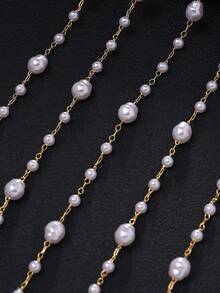 1pc New Stylish Rhinestone Decorated Grid Tassel Headband, Elegant Hairband Accessory For Women, Headpiece, Head Jewelry - Gold - View 4