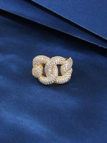 1pc Copper Alloy Fashionable Charm Heavy Zirconia Hollow Unisex Ring, Suitable For Gifting And Daily Wear For Women - 000569 - View 28