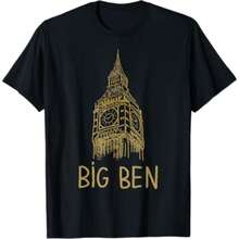 Big Ben London England Travel Souvenir City Landmark Gift T-Shirt - Black - View 1